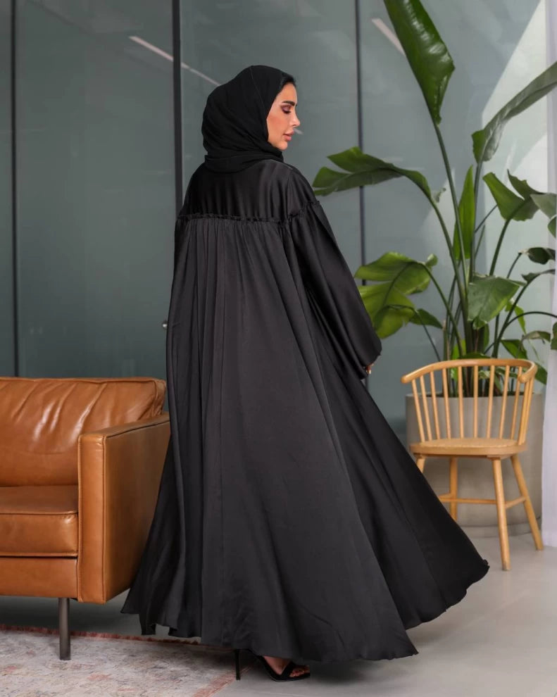 Black Silk Crepe Abaya C:175 (Free size)