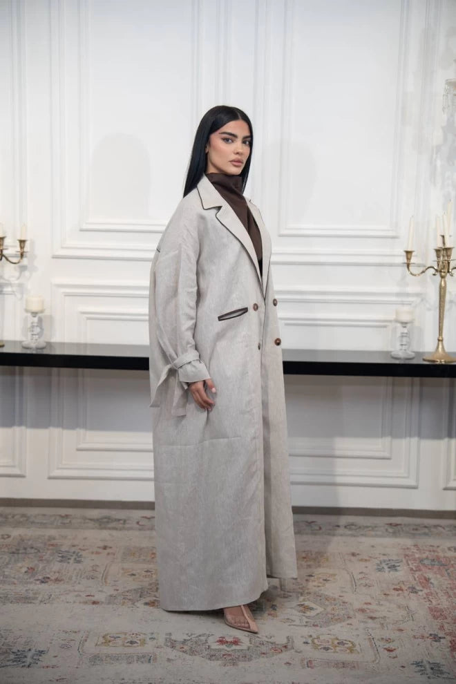 عباية بليزر كتان بيج C:IB327 بيج (مقاس واحد)