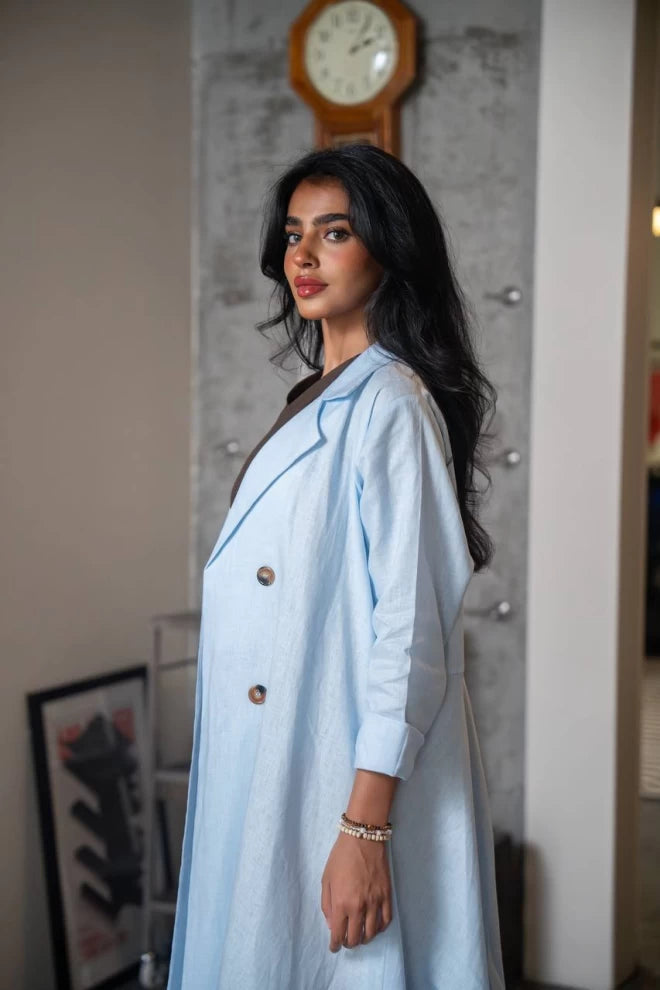 عباية بليزر كتان أزرق سماوي C:IB334