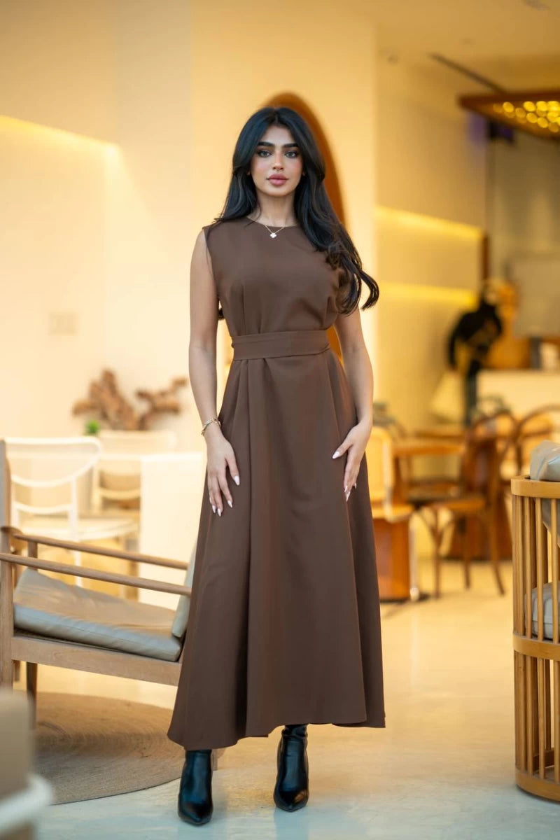 brown crepe dress Brown Noite Wrap Crepe Mini Dress Printed / L