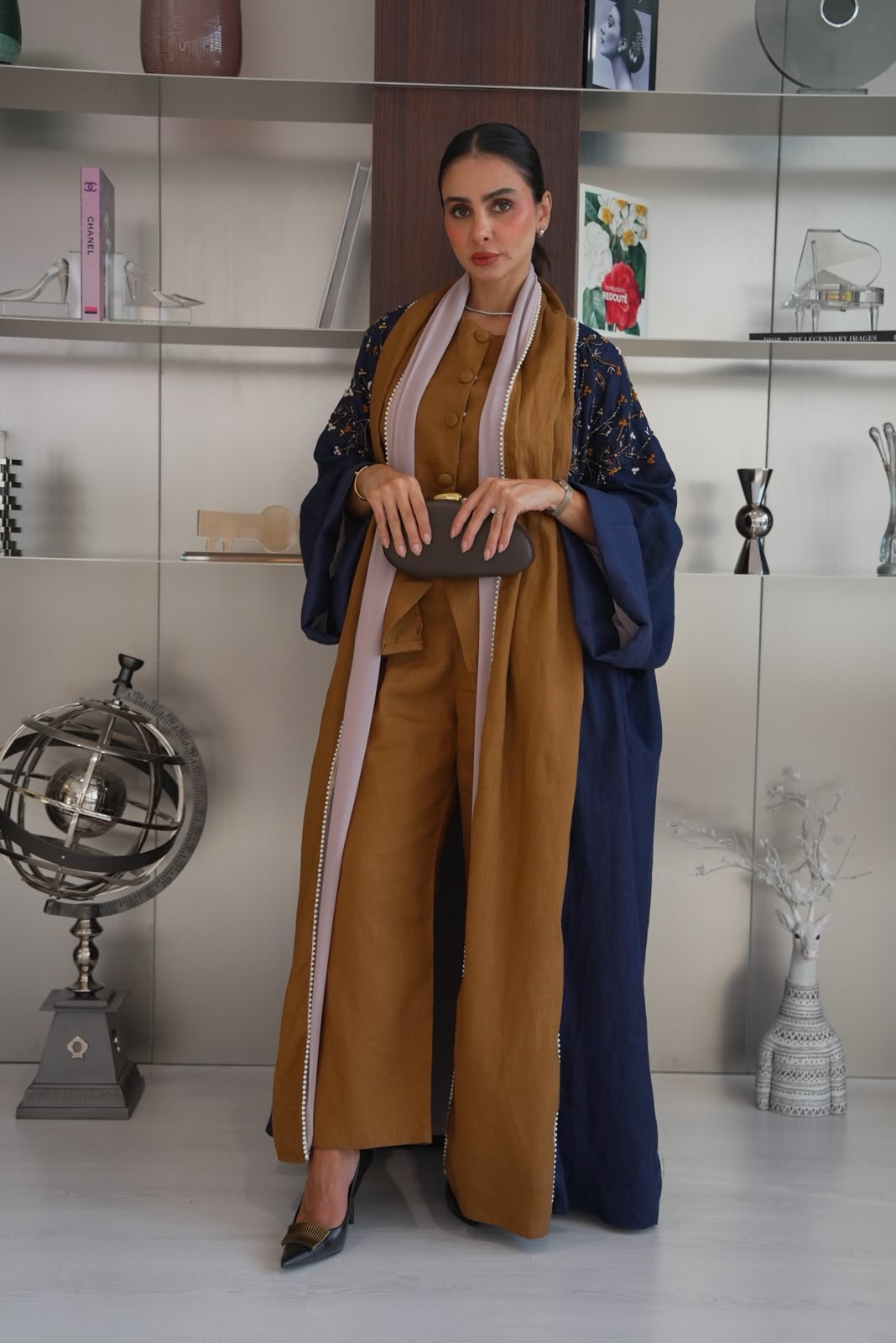 navy blue linen bisht abaya.C:437