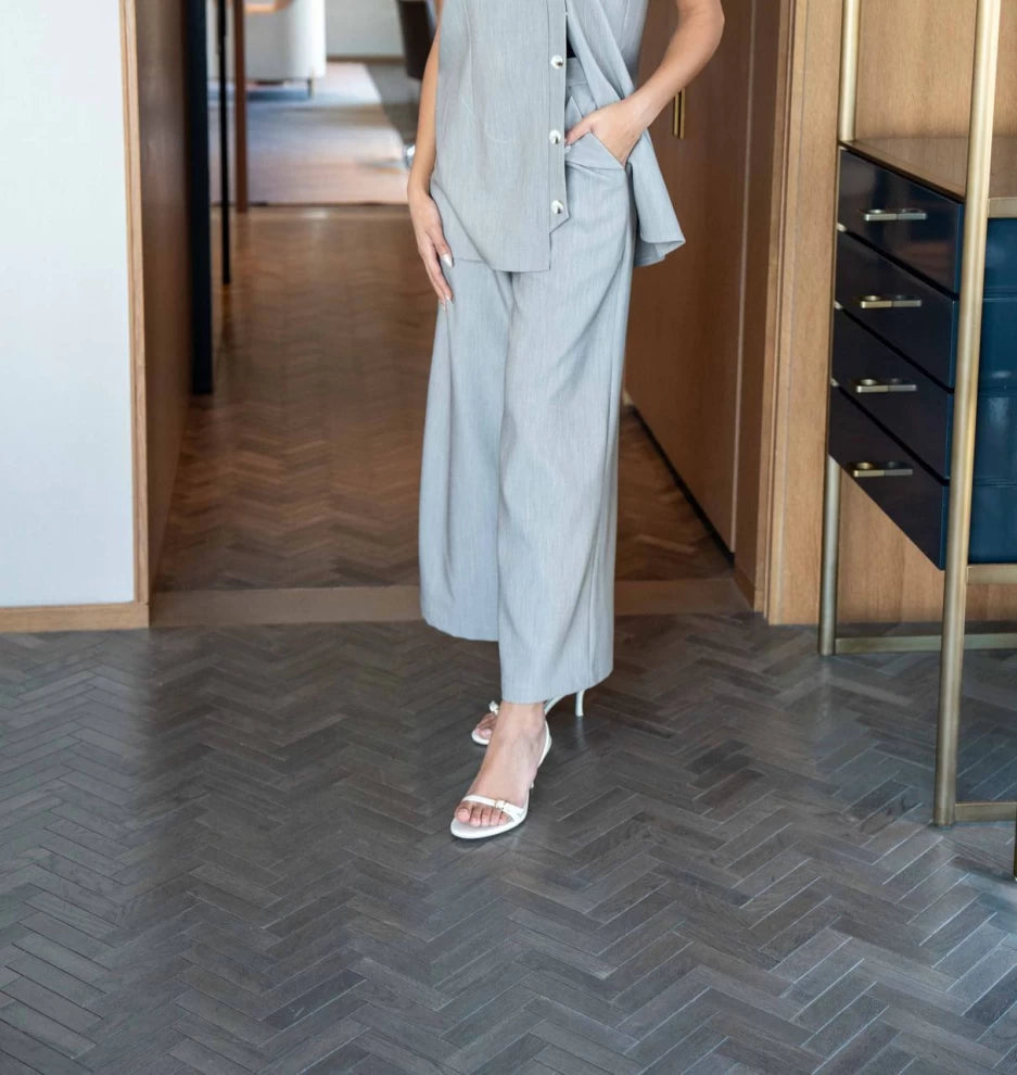 بنطلون كريب رمادي IB1051 بنطلون رمادي