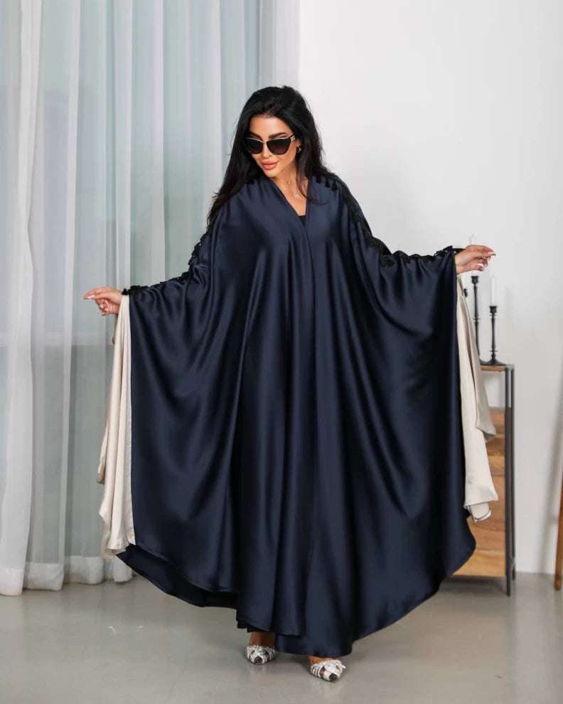 عبايه كريب حرير كحلي IB147 Blue