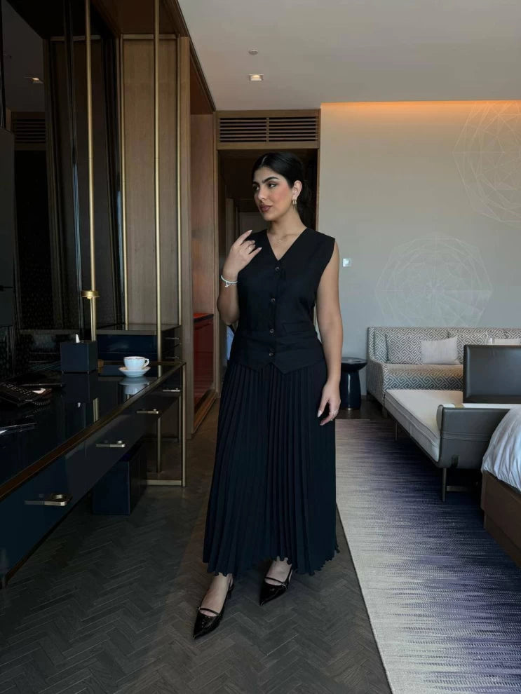 فستان كريب أسود IB1031 (SL)