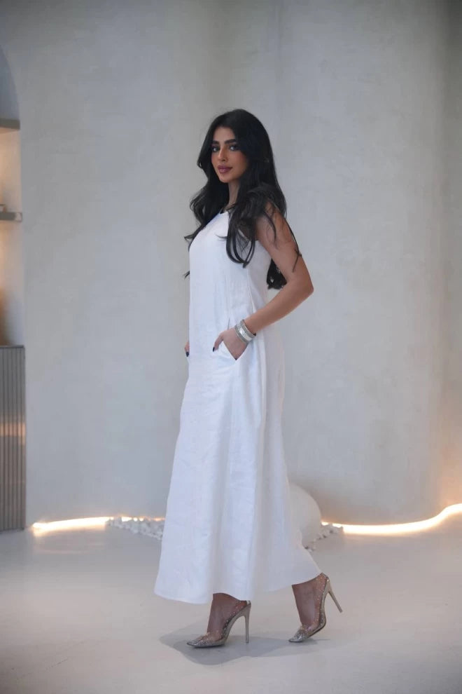Linen white dress C:IB1071