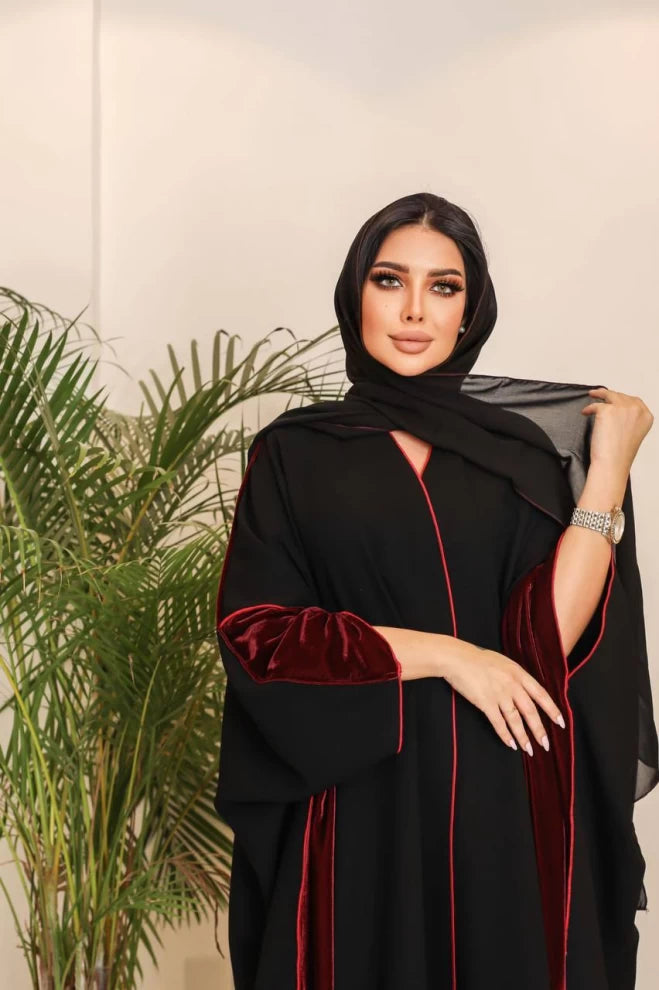 عباية كريب مع مخمل IB194 (مقاس واحد)