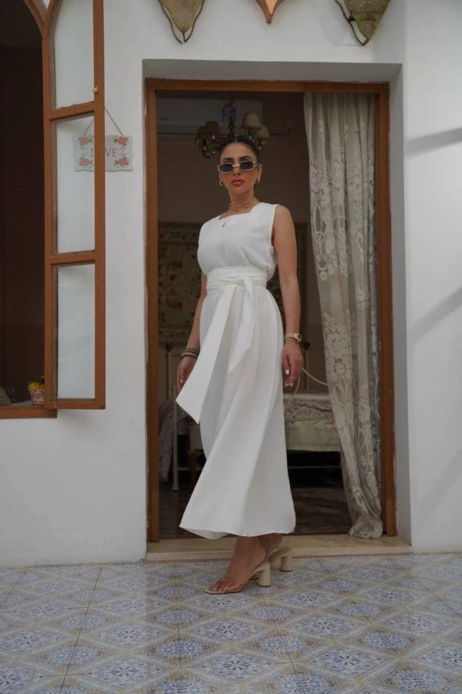 White Crepe Dress IB1035 (SL)