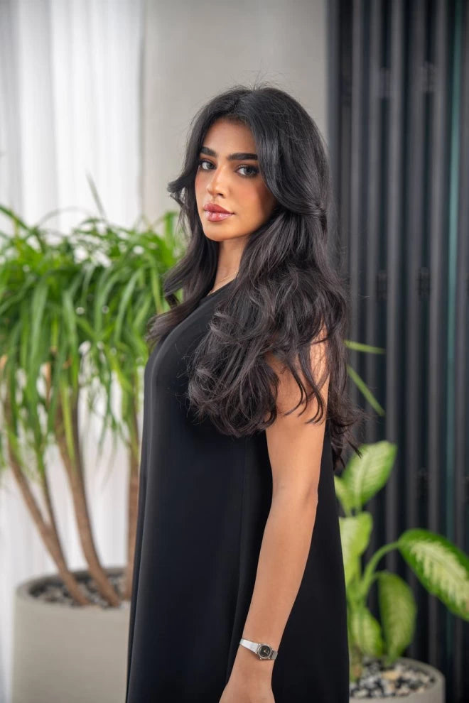 فستان كريب أسود عملي C:IB1081