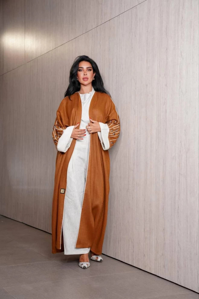 عبايه لينن جملي IB132 Brown