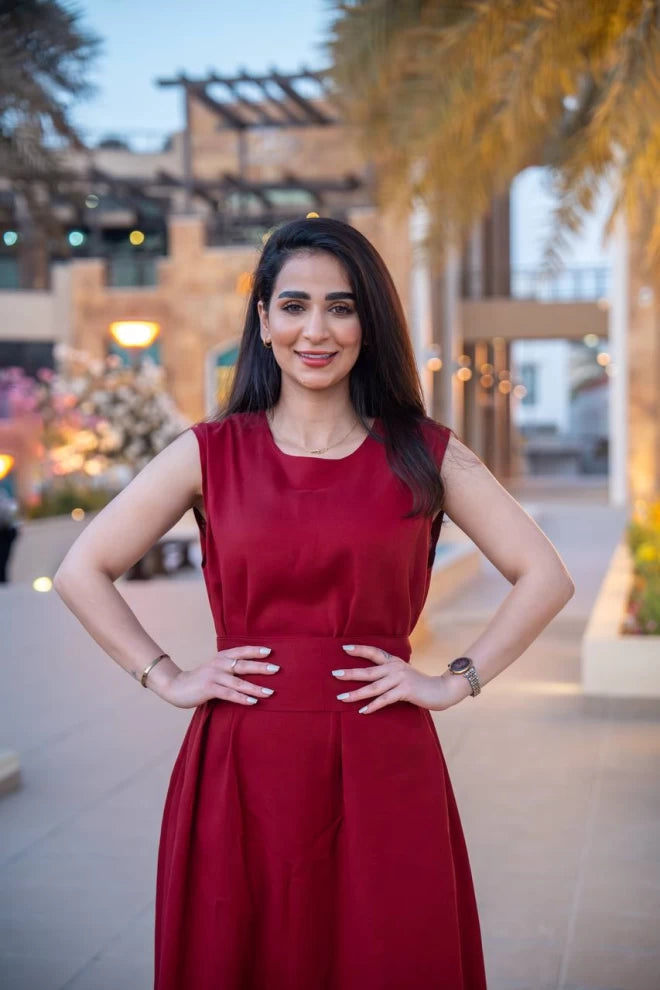 فستان من الكتان باللون العنابي C:IB1086