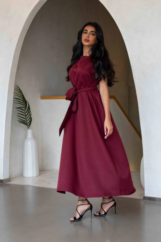 Burgundy Crepe Dress IB1066