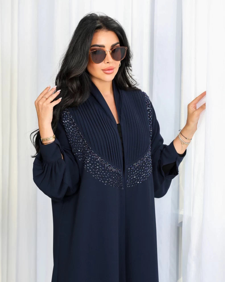 عبايه كريب بشك يدوي IB127 blue