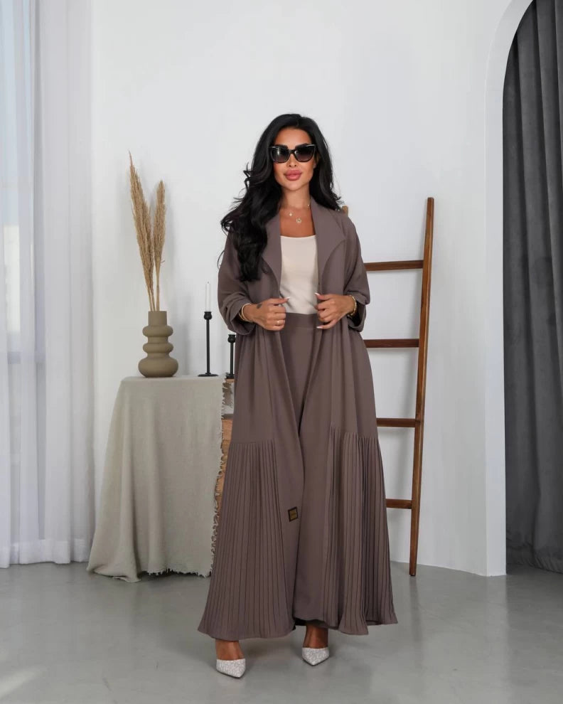 عبايه كريب مع كسرات IB148 Brown