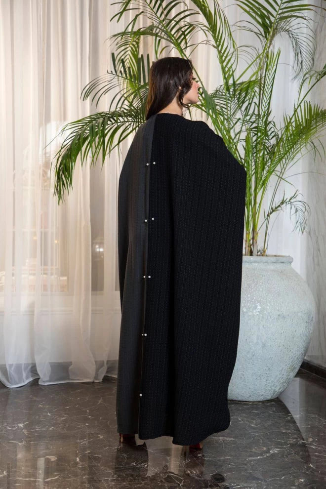 Crepe Abaya in two colors black and gray IB201 (Free size)