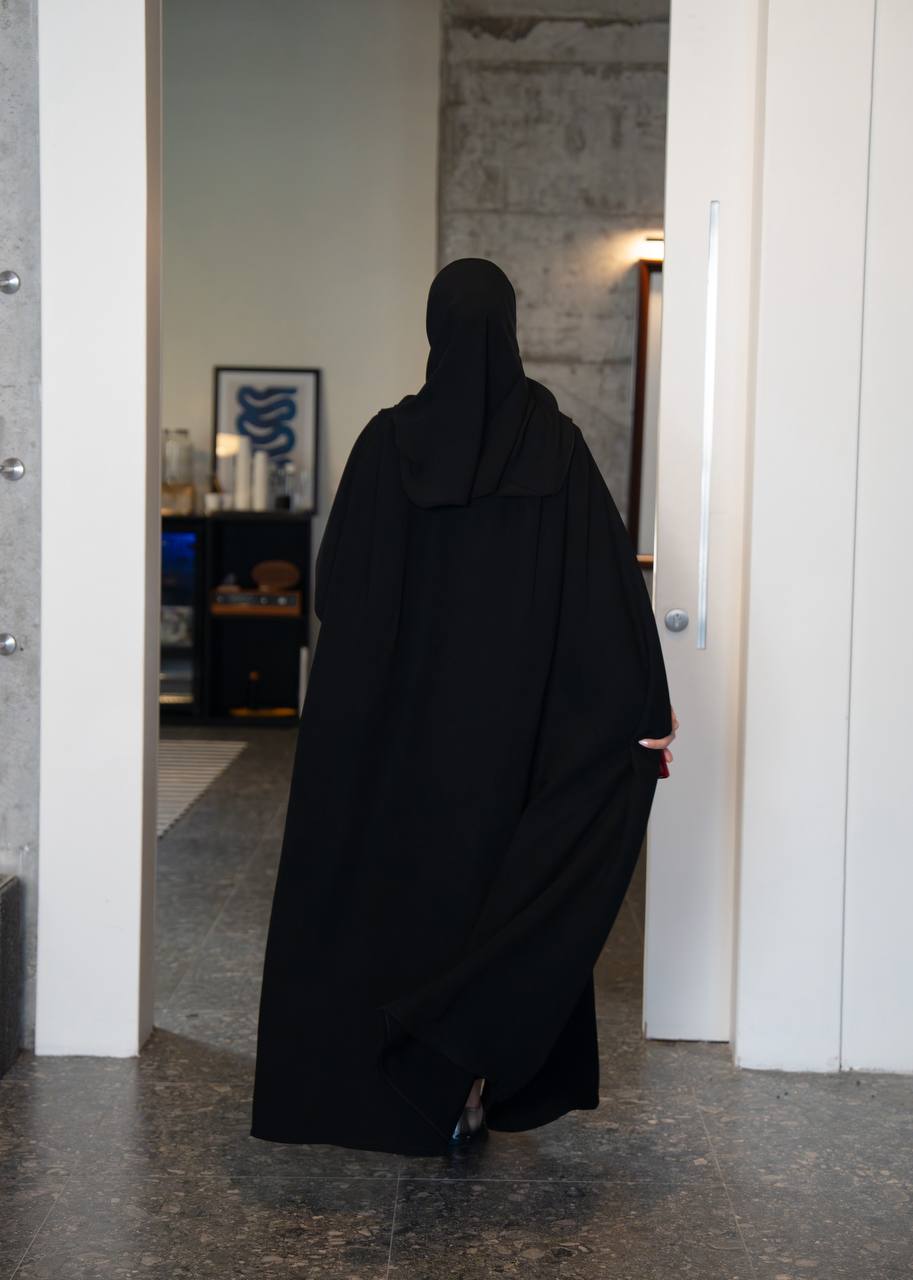 عباية فري سايز كريب، باللون الاسود . C:IB353