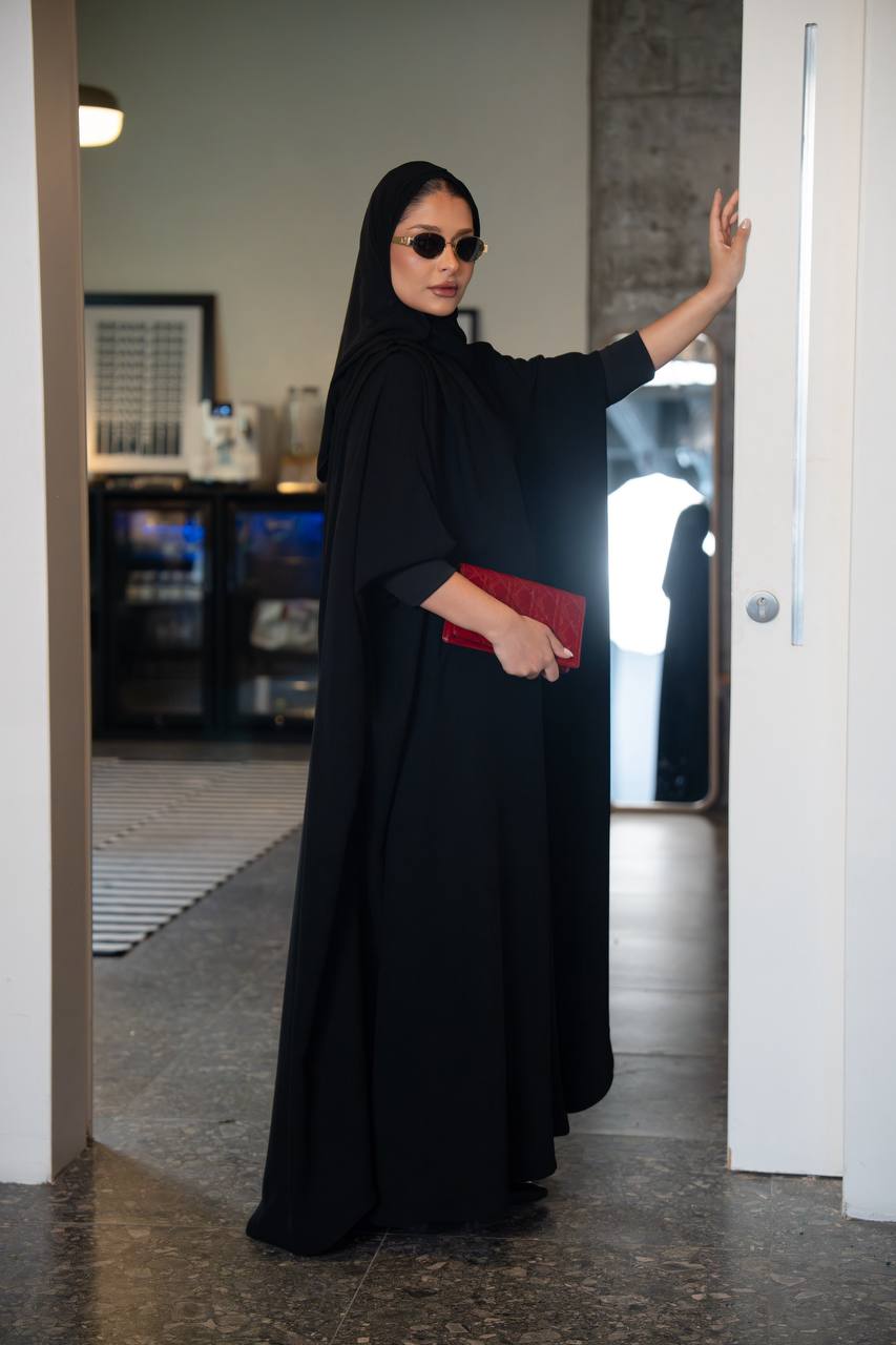 عباية فري سايز كريب، باللون الاسود . C:IB353
