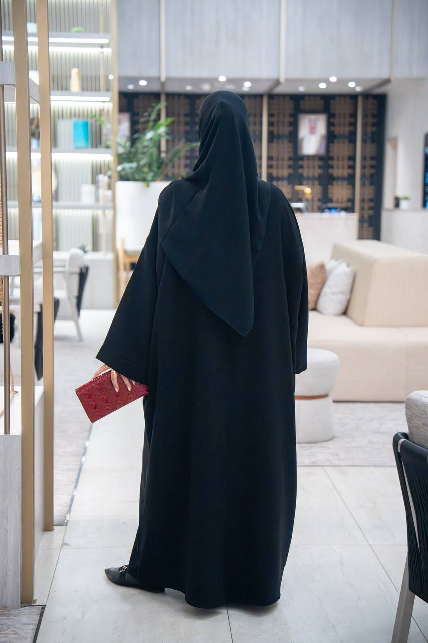 عباية فري سايز، كريب باللون الاسود C:IB357