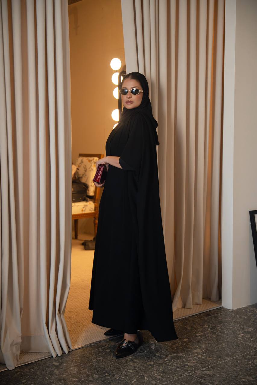 عباية فري سايز كريب، باللون الاسود . C:IB353