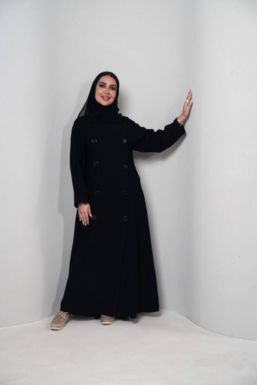 عباية بخام كريب كوبا باللون الاسود C:IB341