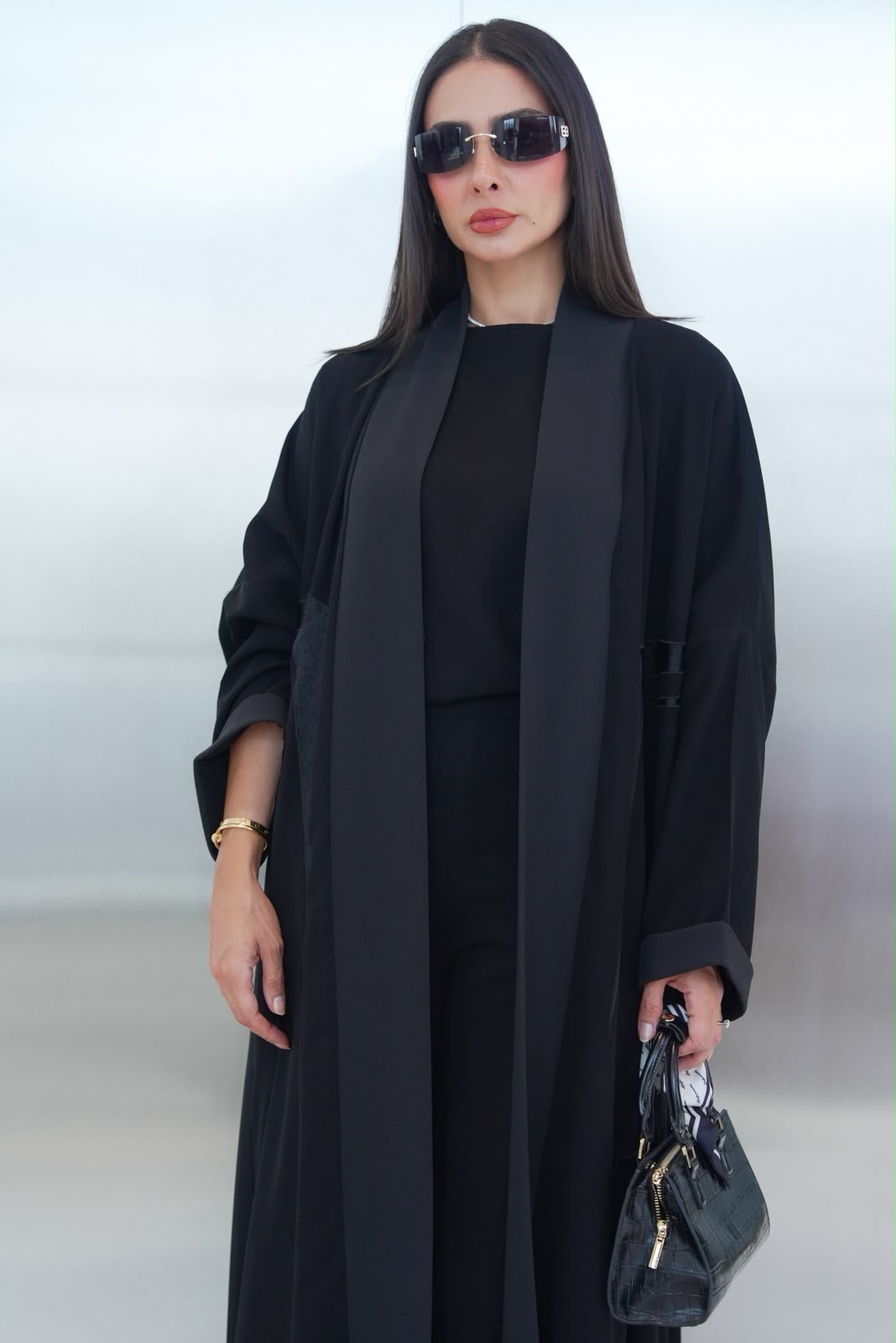 Black crepe abaya, free size.C:432