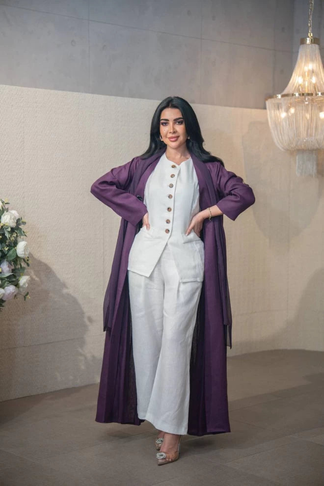 Purple Linen Abaya C:IB320