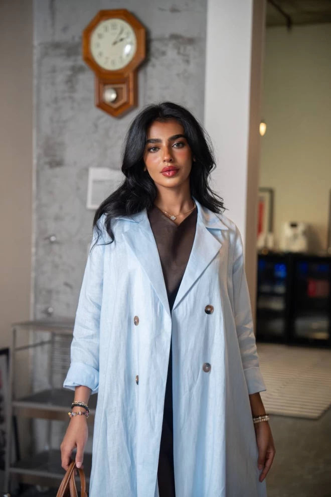 عباية بليزر كتان أزرق سماوي C:IB334 