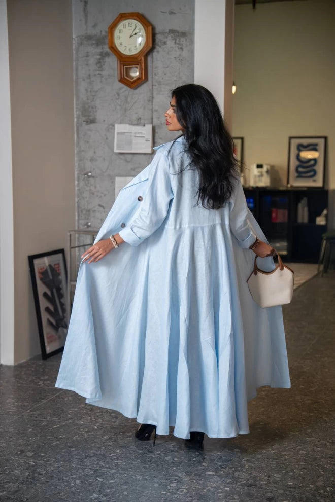 عباية بليزر كتان أزرق سماوي C:IB334 