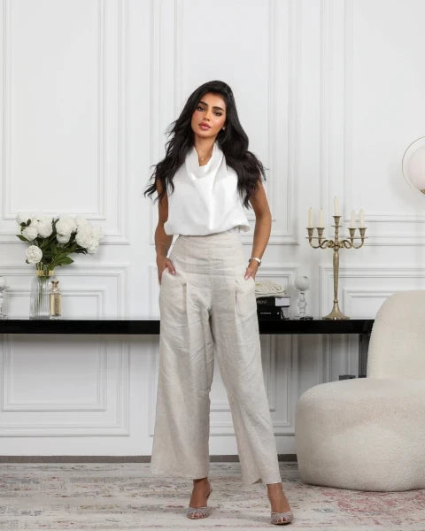 طقم بلوزة وبنطلون كتان C:1084 