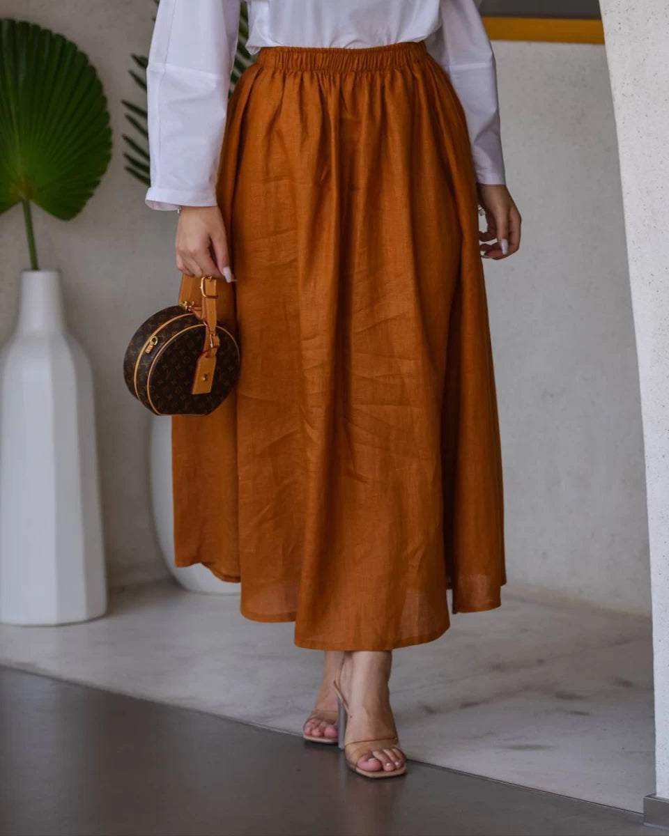 Linen Skirt Brown IB1024 Brown (S)