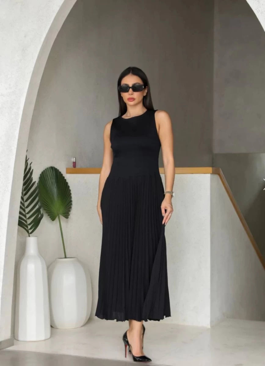Black Dress Half Crepe & Half Bliss Closh IB1039 (SL)