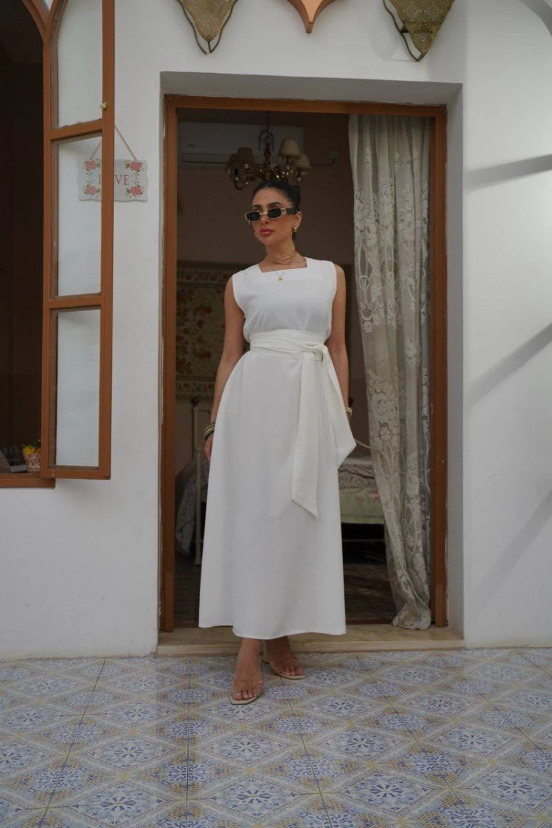 White Crepe Dress IB1035 (SL)