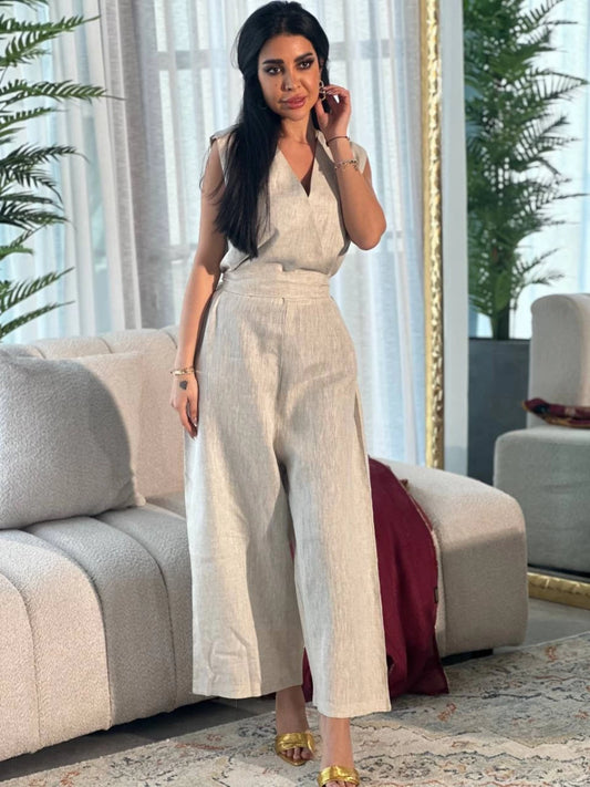 جمبسوت من الكتان البيج IB1006 (SL) 