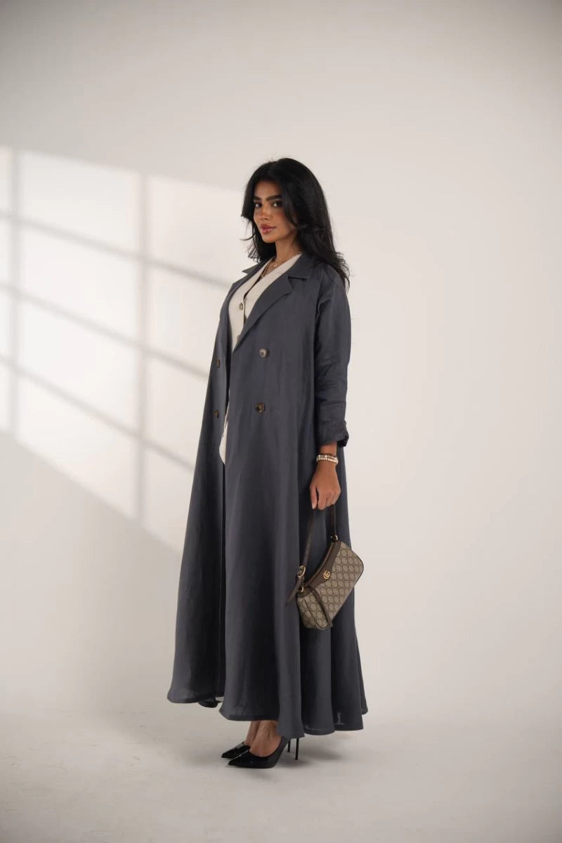 عباية بليزر من الكتان الرمادي C:IB336 