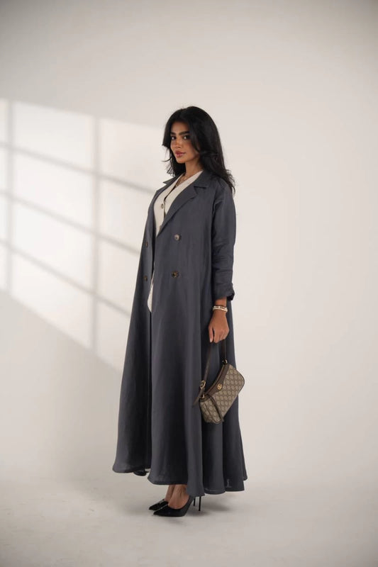 عباية بليزر من الكتان الرمادي C:IB336 