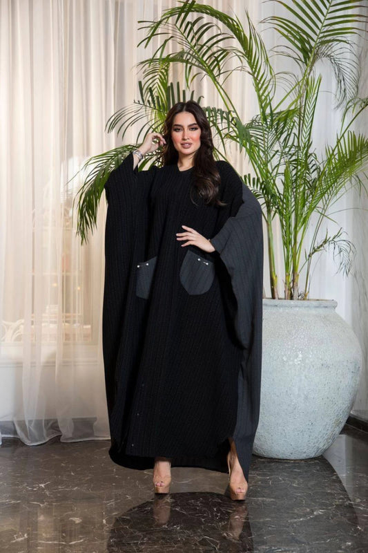 Crepe Abaya in two colors black and gray IB201 (Free size)