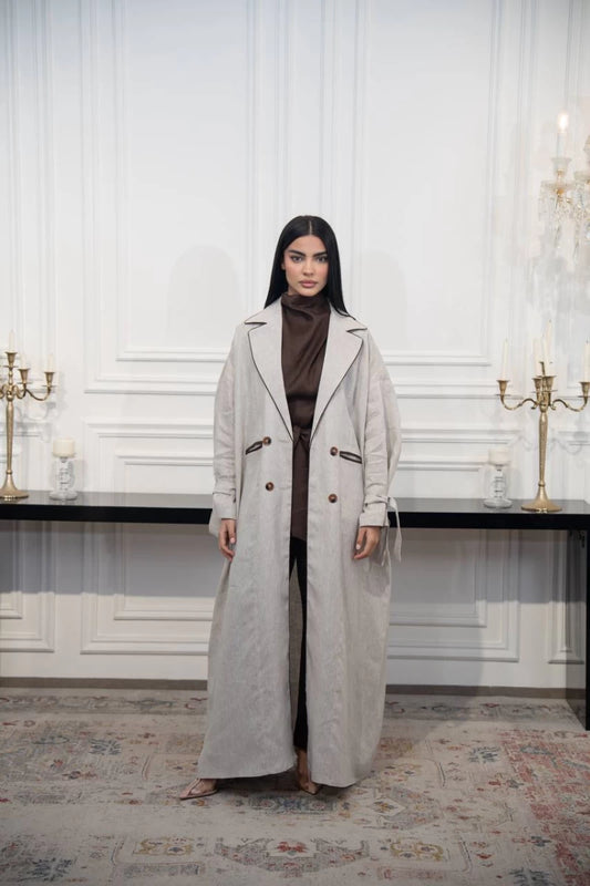 عباية بليزر كتان بيج C:IB327 بيج (مقاس واحد)