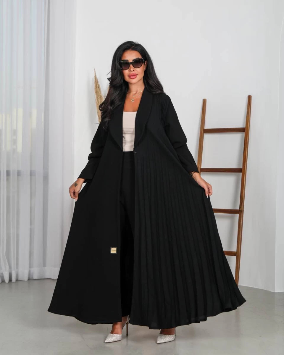 عباية كريب مطوية باللون الأسود C:IB150 