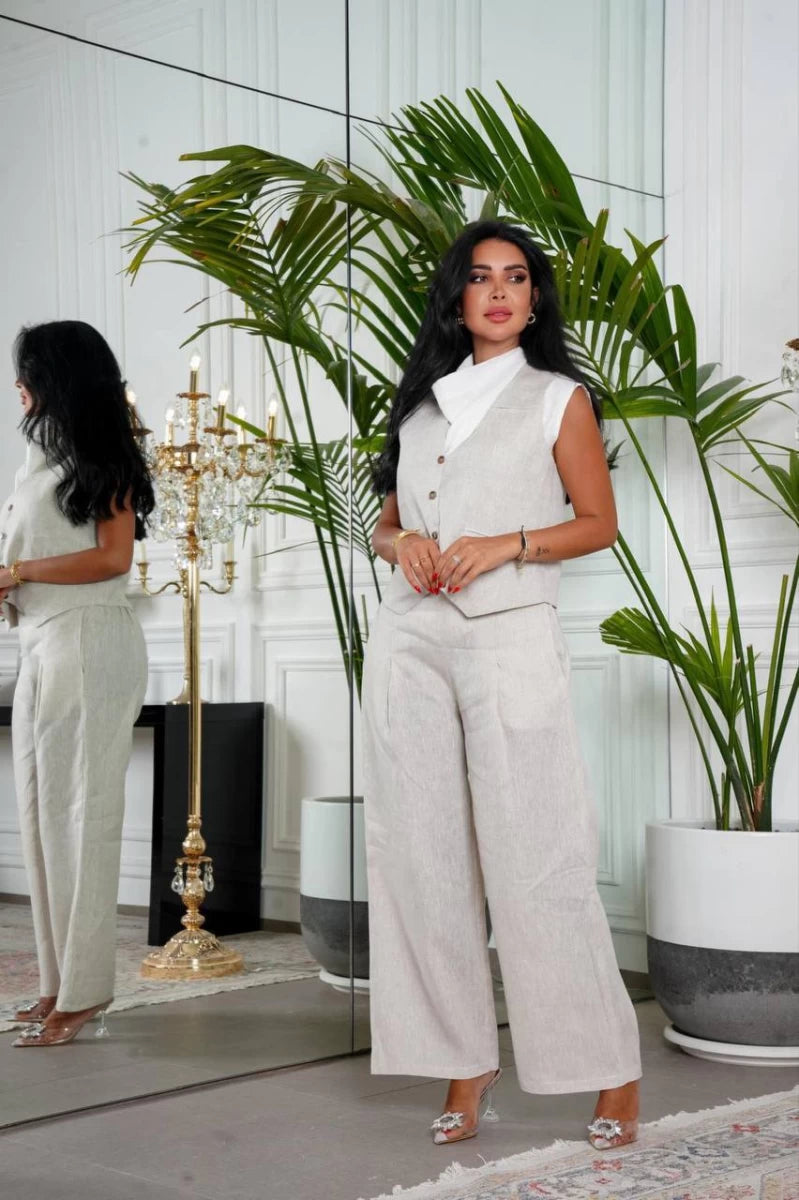 طقم من 3 قطع مع خامة الكتان البارد C:IB1002 (S) 