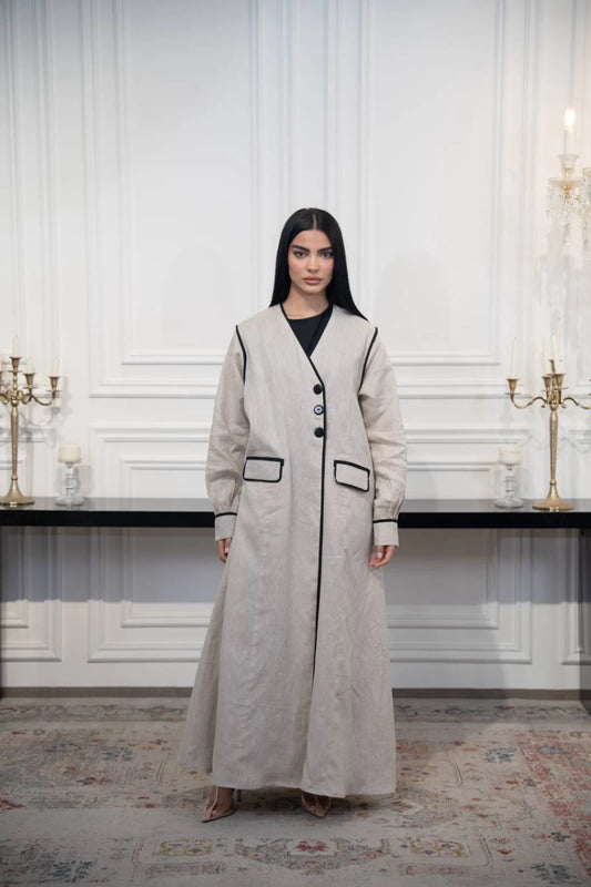 عباية كتان بيج C:IB328 بيج 