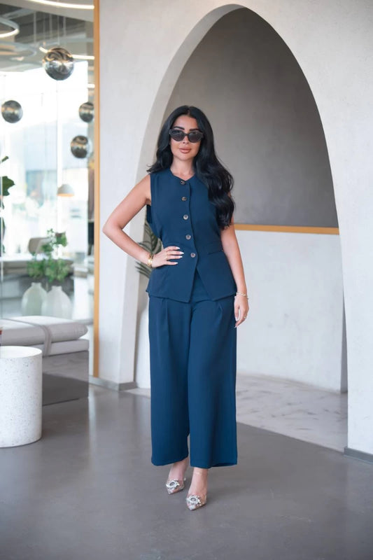 سترة كريب بحرية مع بنطلون، C:IB1090 أزرق بحري 