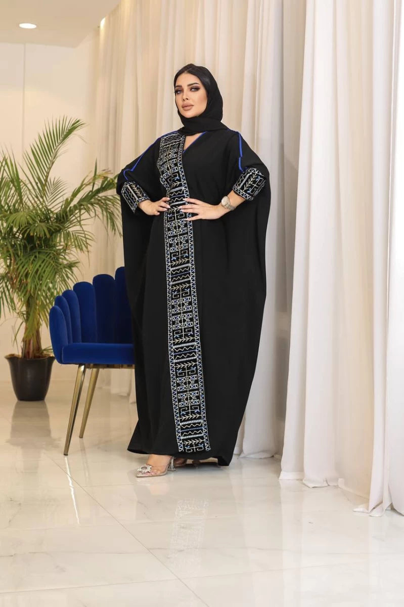 Crepe Abaya with velvet IB196 (Free size)