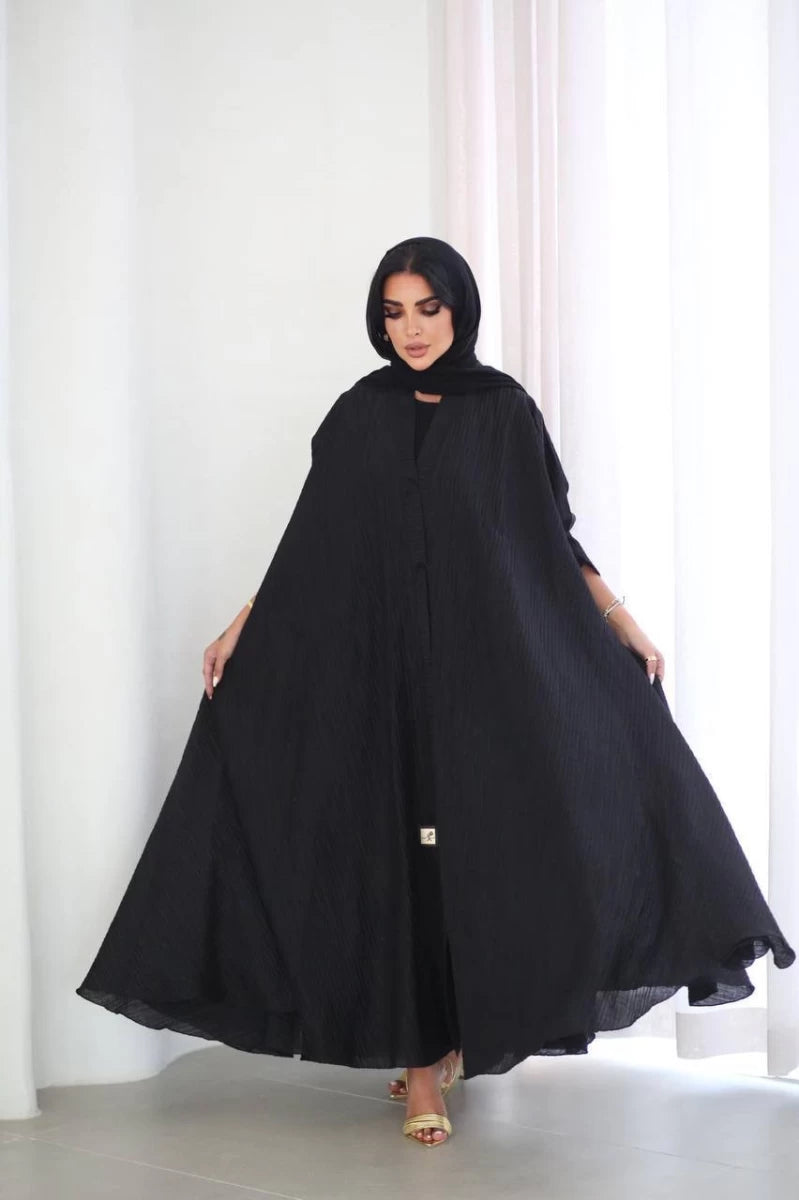 Free Size Abaya With Crepe Raw Material IB174 Black (Free size)