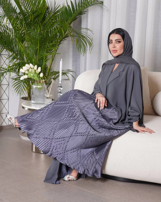 Cuba Crepe Abaya With Silk Crepe IB156 Gray (Free size)