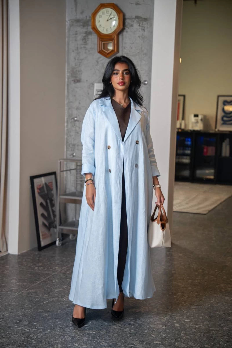 عباية بليزر كتان أزرق سماوي C:IB334 