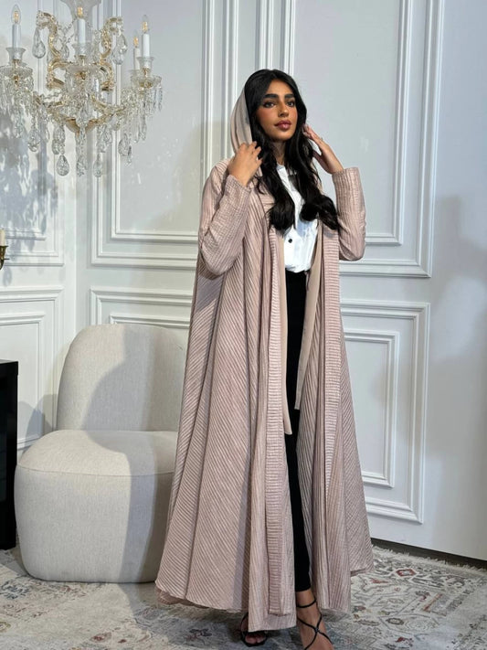 Free Size Abaya With Crepe Raw Material IB174 Pink (Free Size)