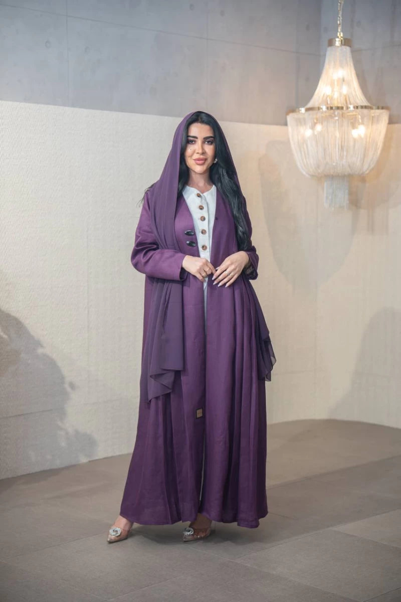 Purple Linen Abaya C:IB320
