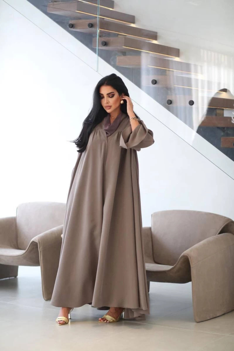 Cobra Crepe Abaya Free Size IB175 Beige (Free size)