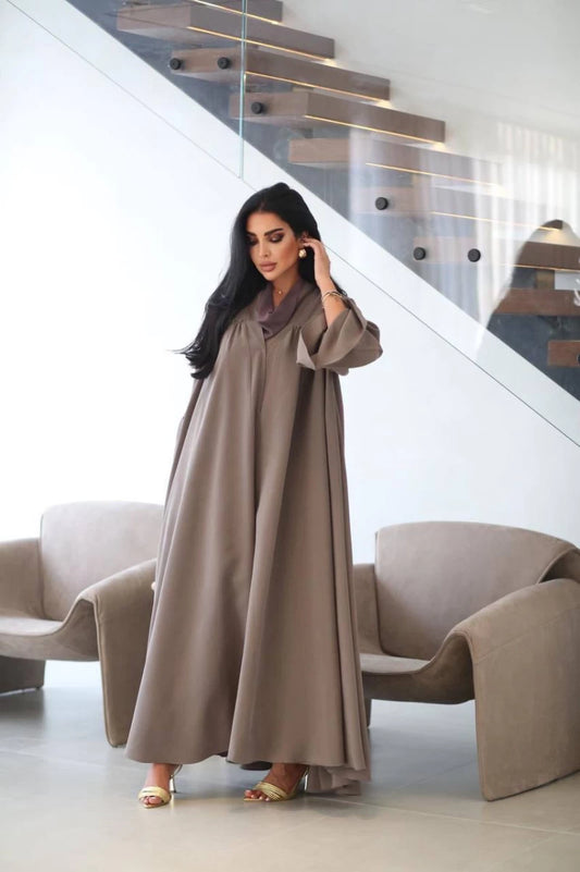 Cobra Crepe Abaya Free Size IB175 Beige (Free size)