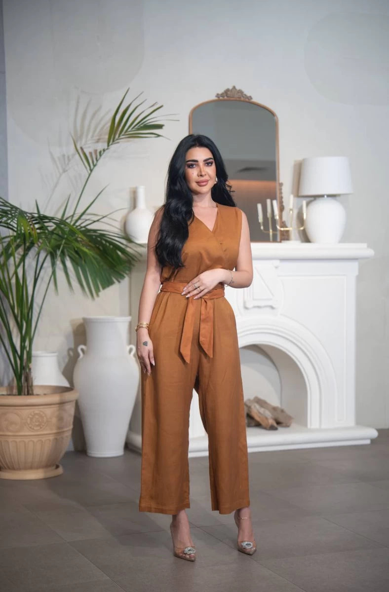 جمبسوت من الكتان بلون الجمل C:IB1088 