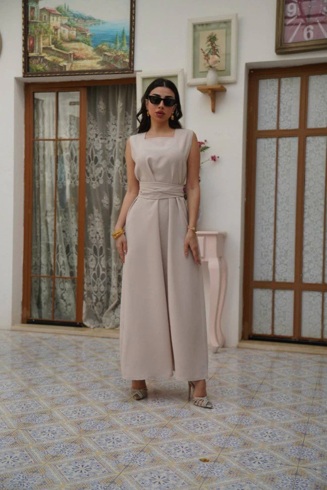 Light Beige Crepe Dress IB1041 (SL)